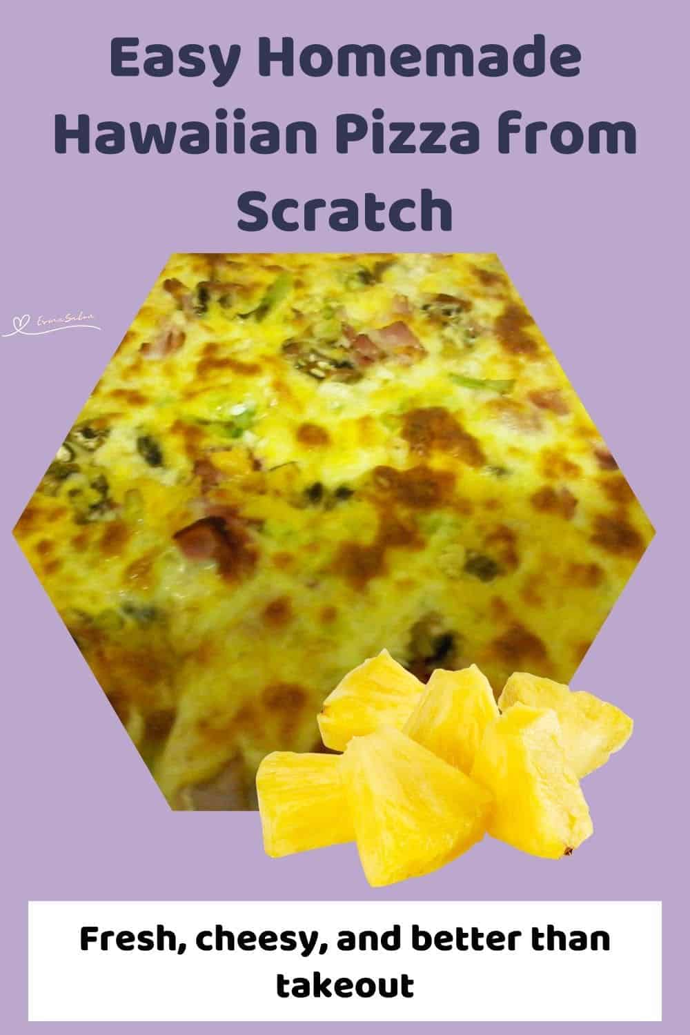 an image of a Hawaiian Pizza on 2 ingredient dough base