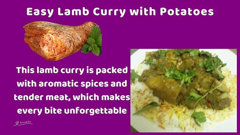 an image of a plate of Lamb Curry served on rice