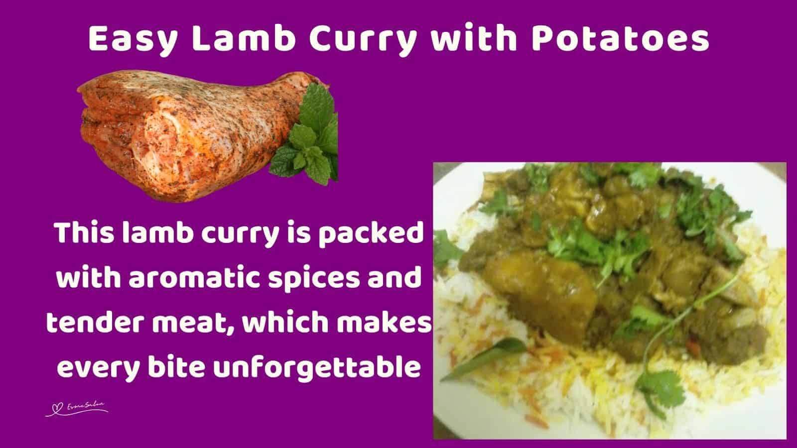 an image of a plate of Lamb Curry served on rice