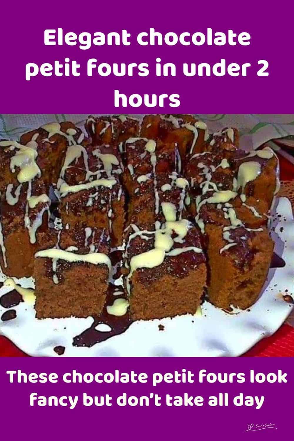 an image of Chocolate Petit Fours with buttermilk drizzle
