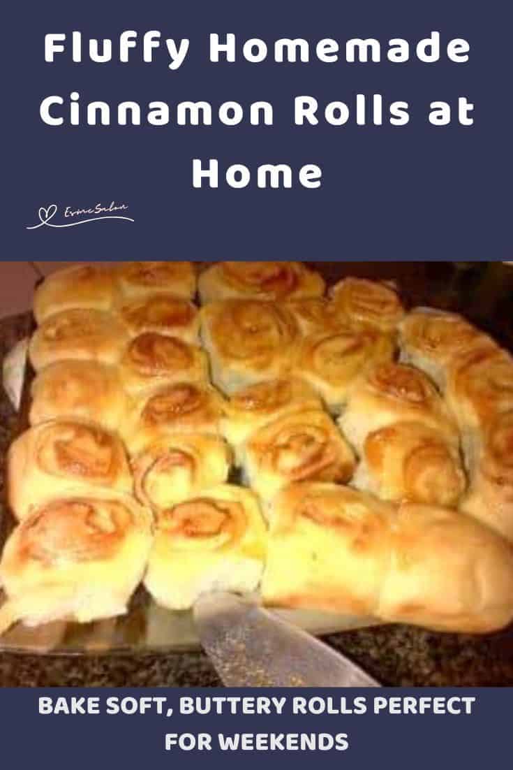an image of a baking tray with Homemade Cinnamon Rolls