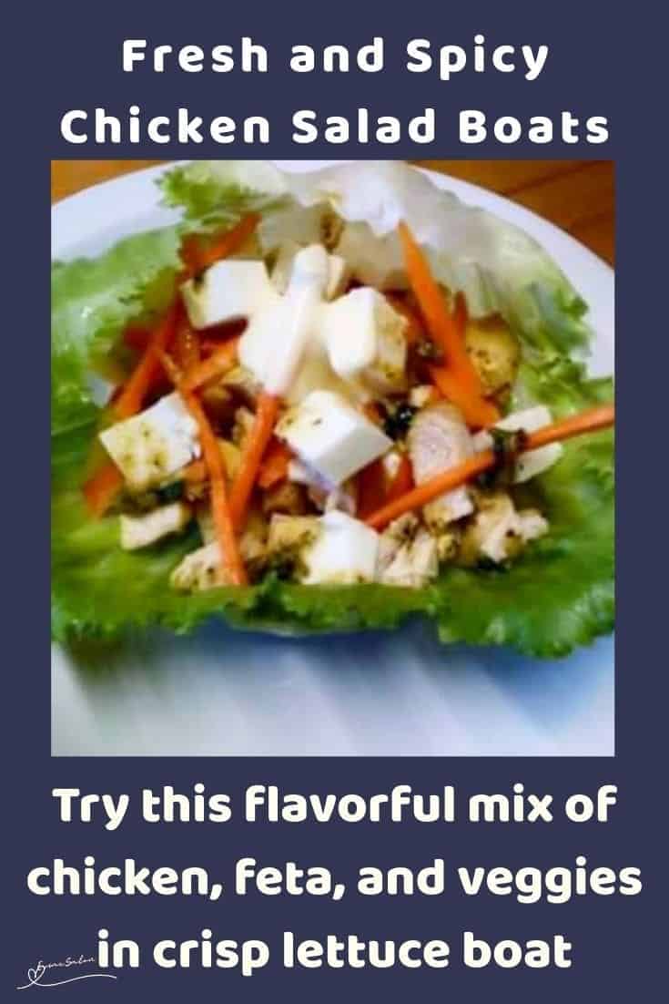 an image of a Spicy Chicken Salad Boats on lettuce