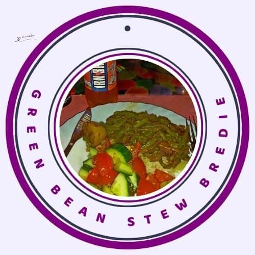 an image if a plate with Green Bean Stew Bredie