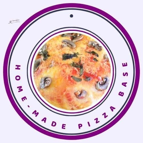 an image of Home-made Pizza Base with topping and baked