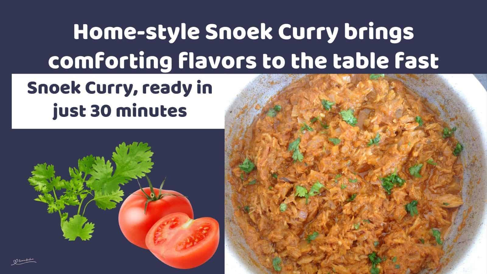 an image of South African Snoek Curry and garnished with Coriander