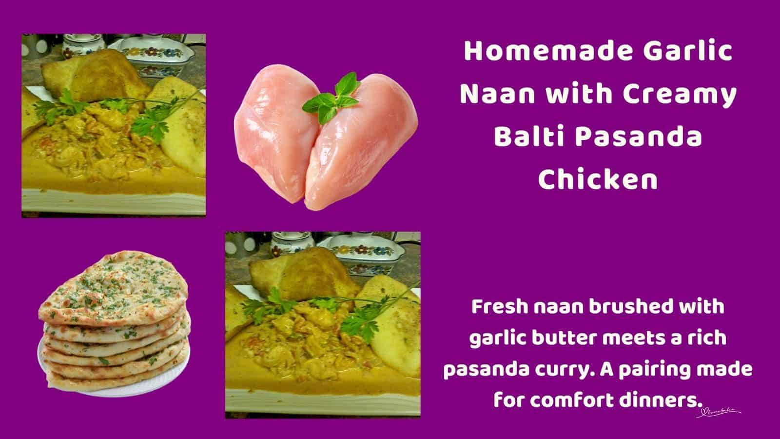an image of Balti Pasanda Chicken with Garlic Naan