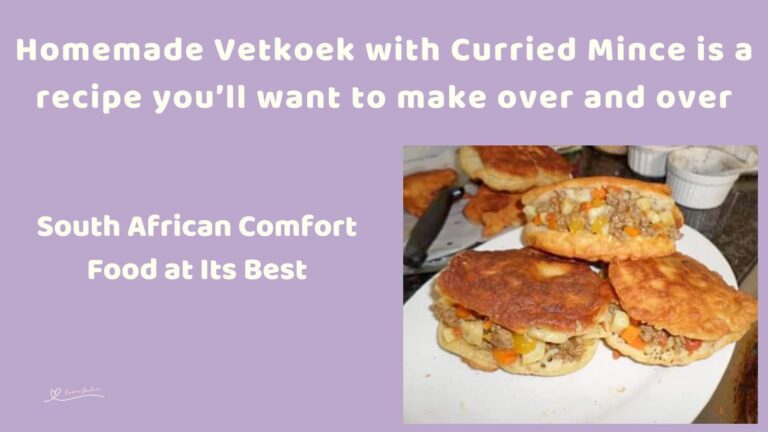 an image of a stack of Vetkoek with Curried Mince in the middle