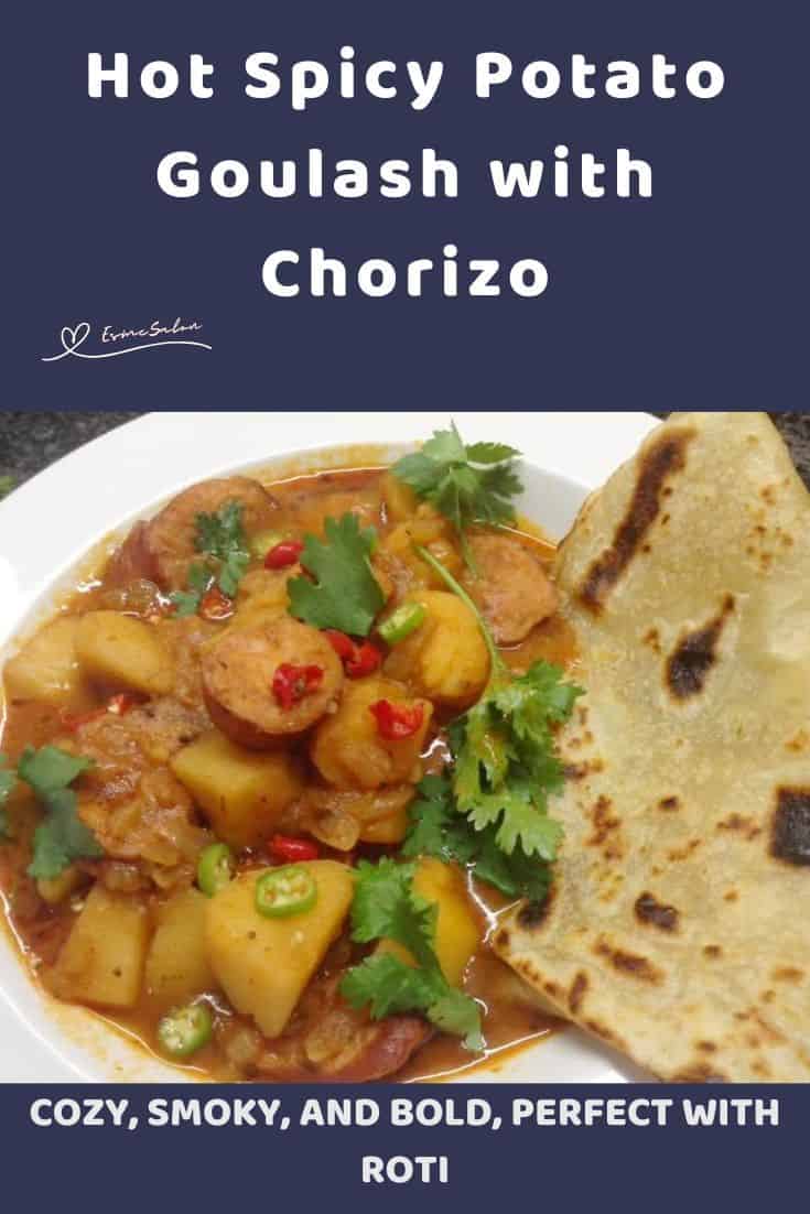 an image of Hot Spicy Potato Goulash with Roti