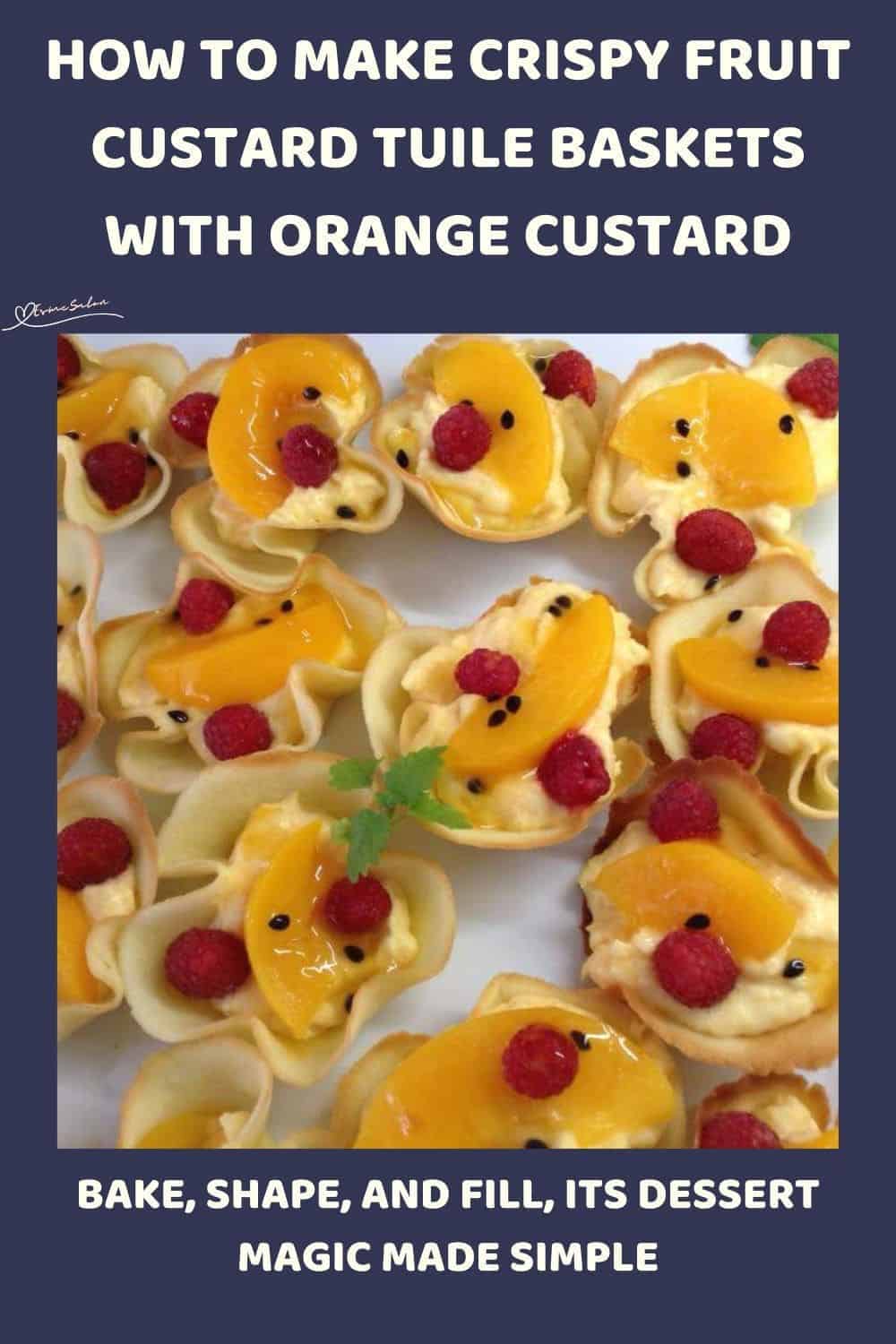 an image of Fruit Custard Tuile Baskets filled with fresh fruit