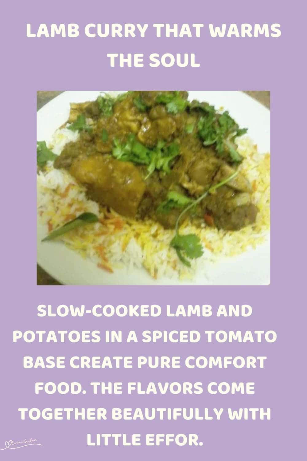 an image of a plate of Lamb Curry served on rice