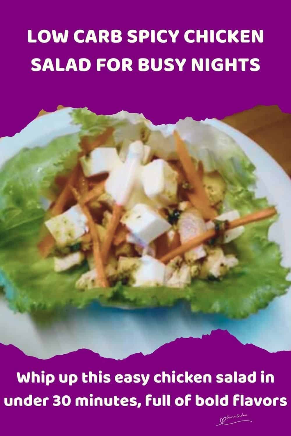 an image of a Spicy Chicken Salad Boats on lettuce