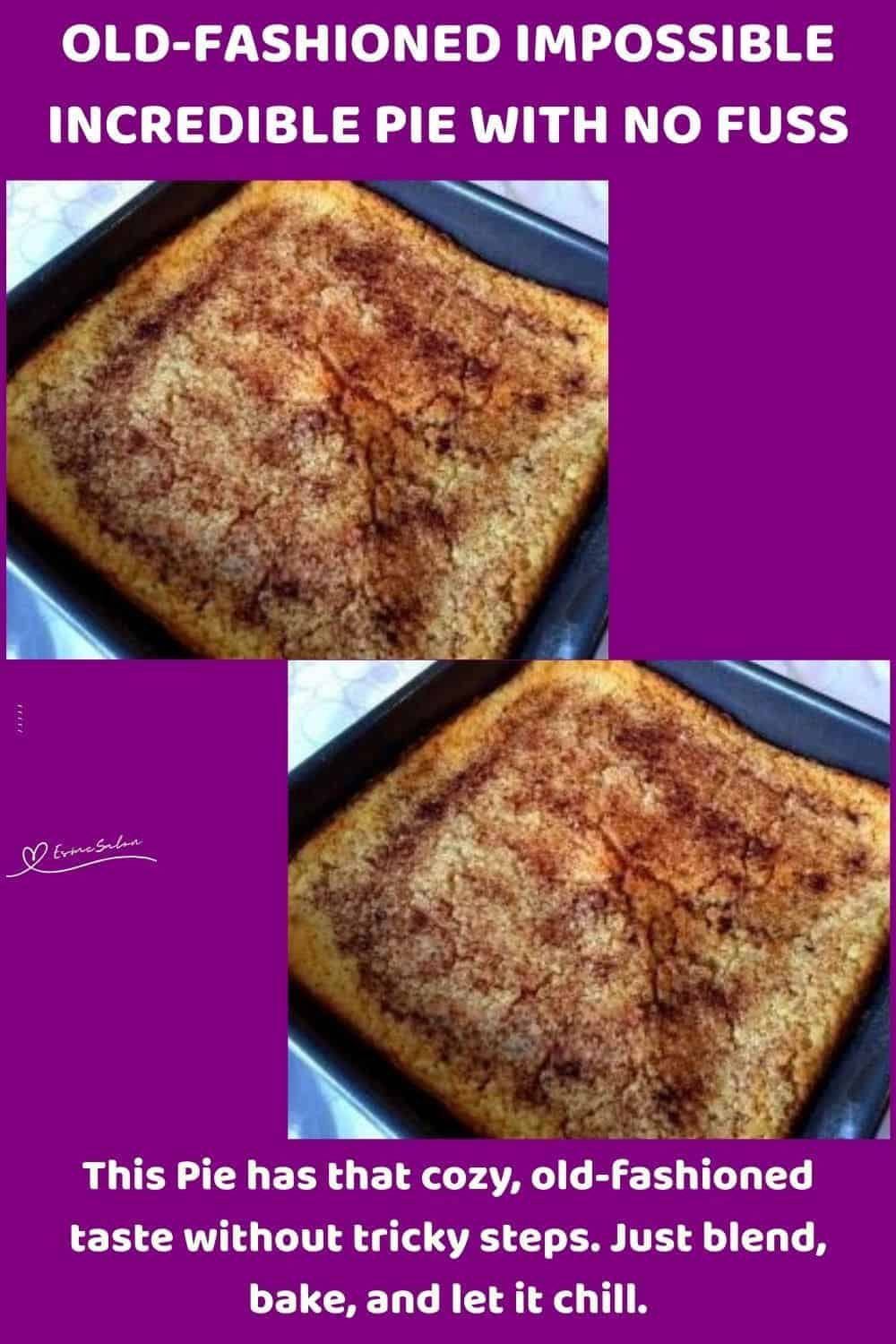 an image of an Impossible Incredible Pie in a square dish