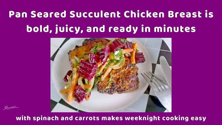 an image of Pan Seared Succulent Chicken Breast on a white plate
