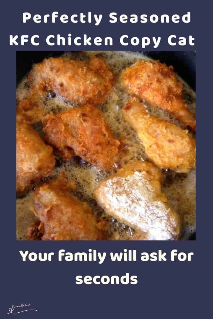 an image of KFC Chicken Copy Cat frying and served with vegetables on the side
