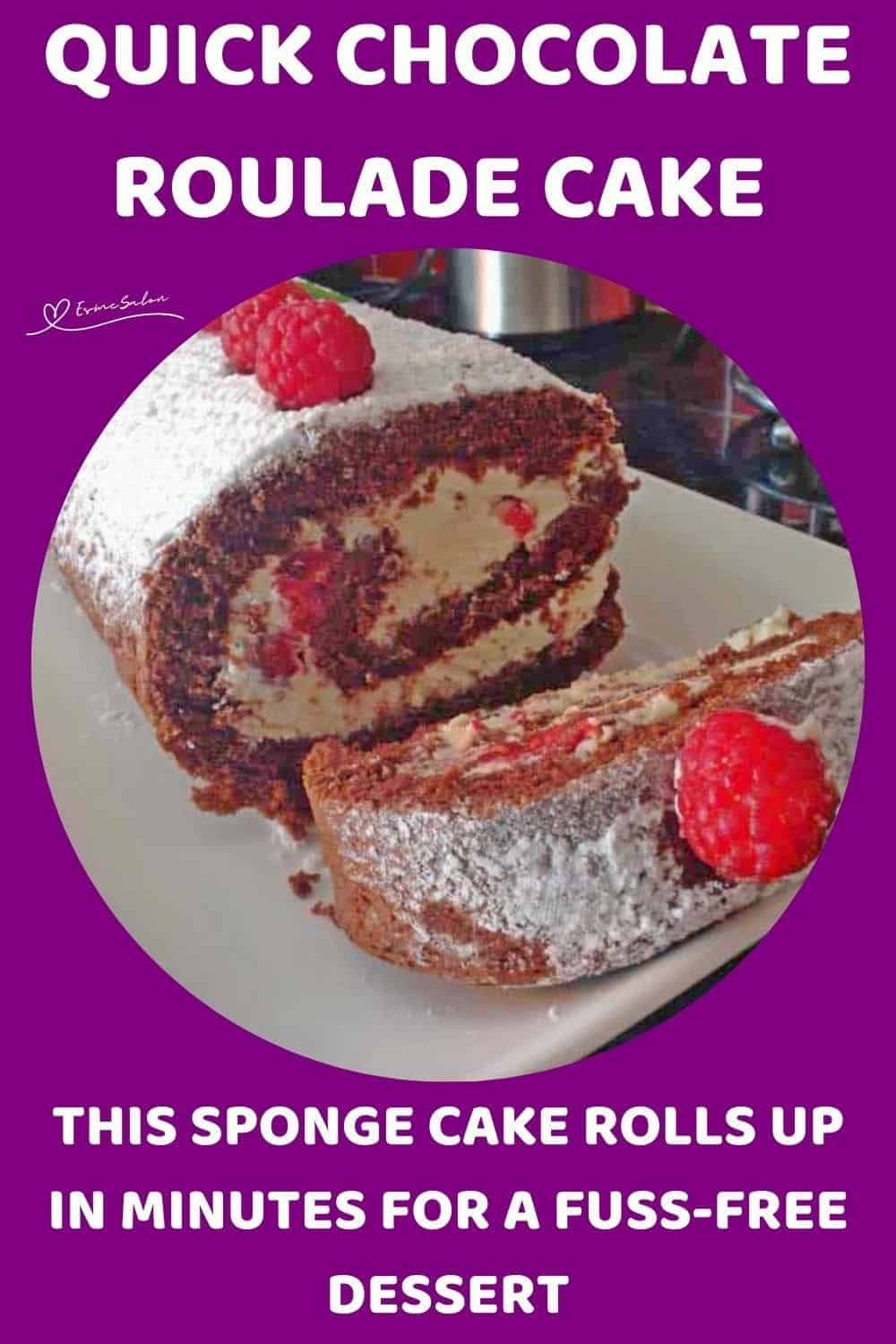 an image of a Chocolate Roulade with cream and raspberries