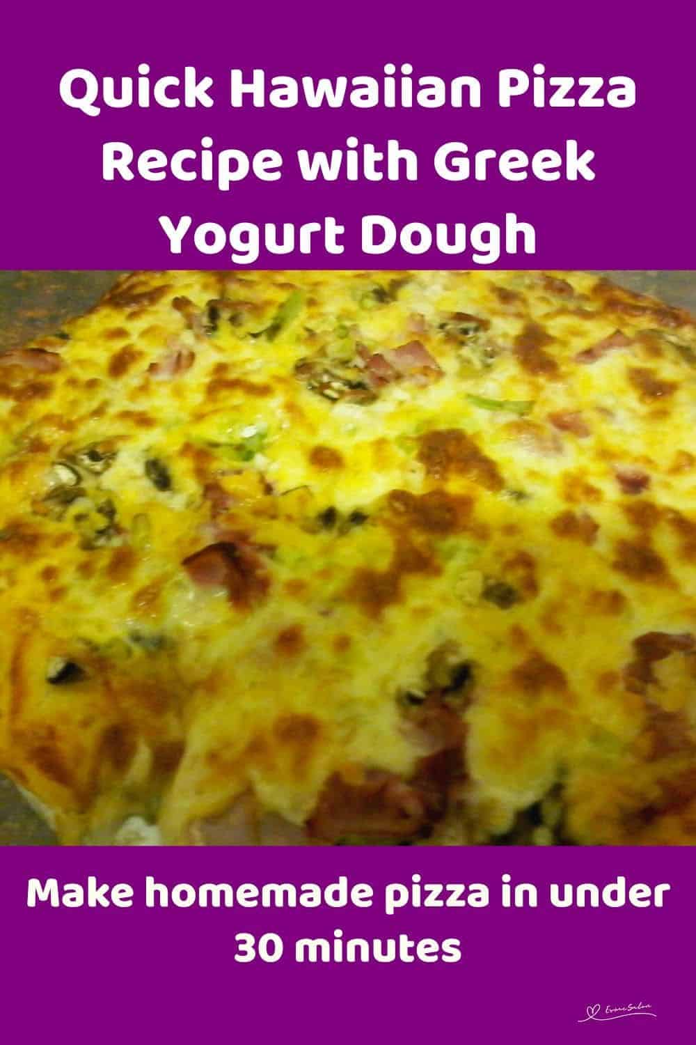 an image of a Hawaiian Pizza on 2 ingredient dough base