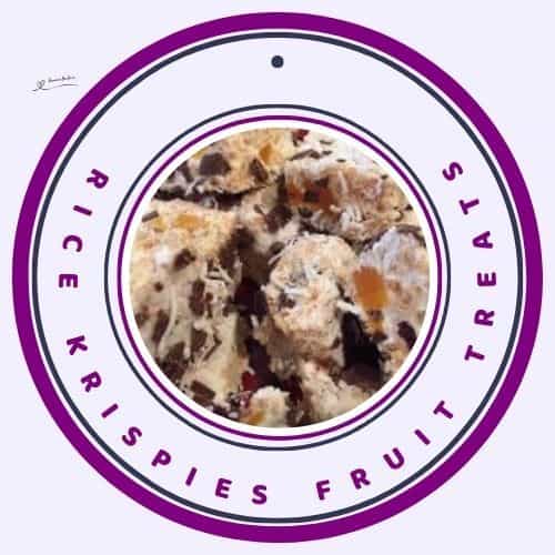 an image of blocks of Rice Krispies Fruit Treats covered in coconut