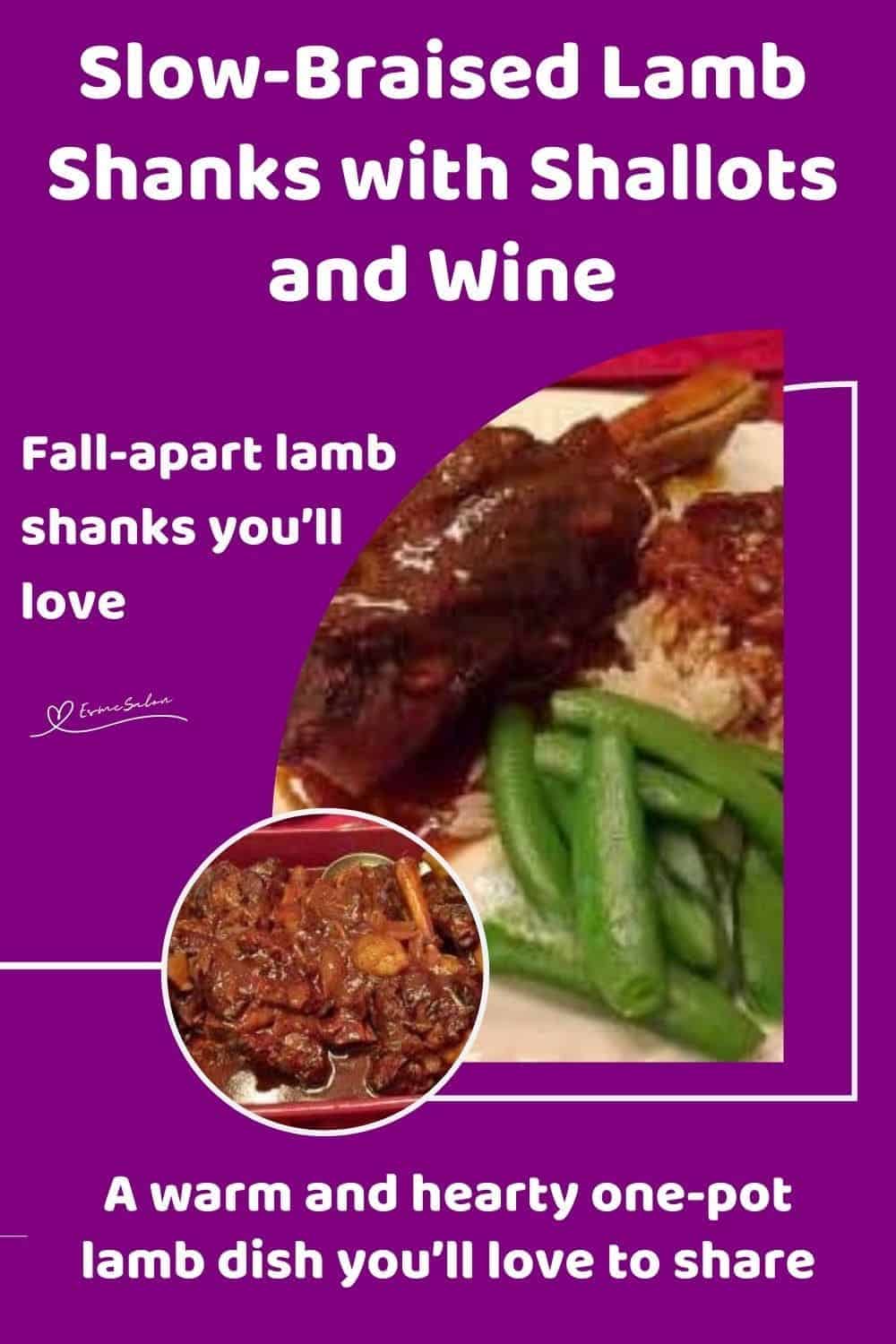 an image of Slow-Braised Lamb Shanks with rice and green veggies