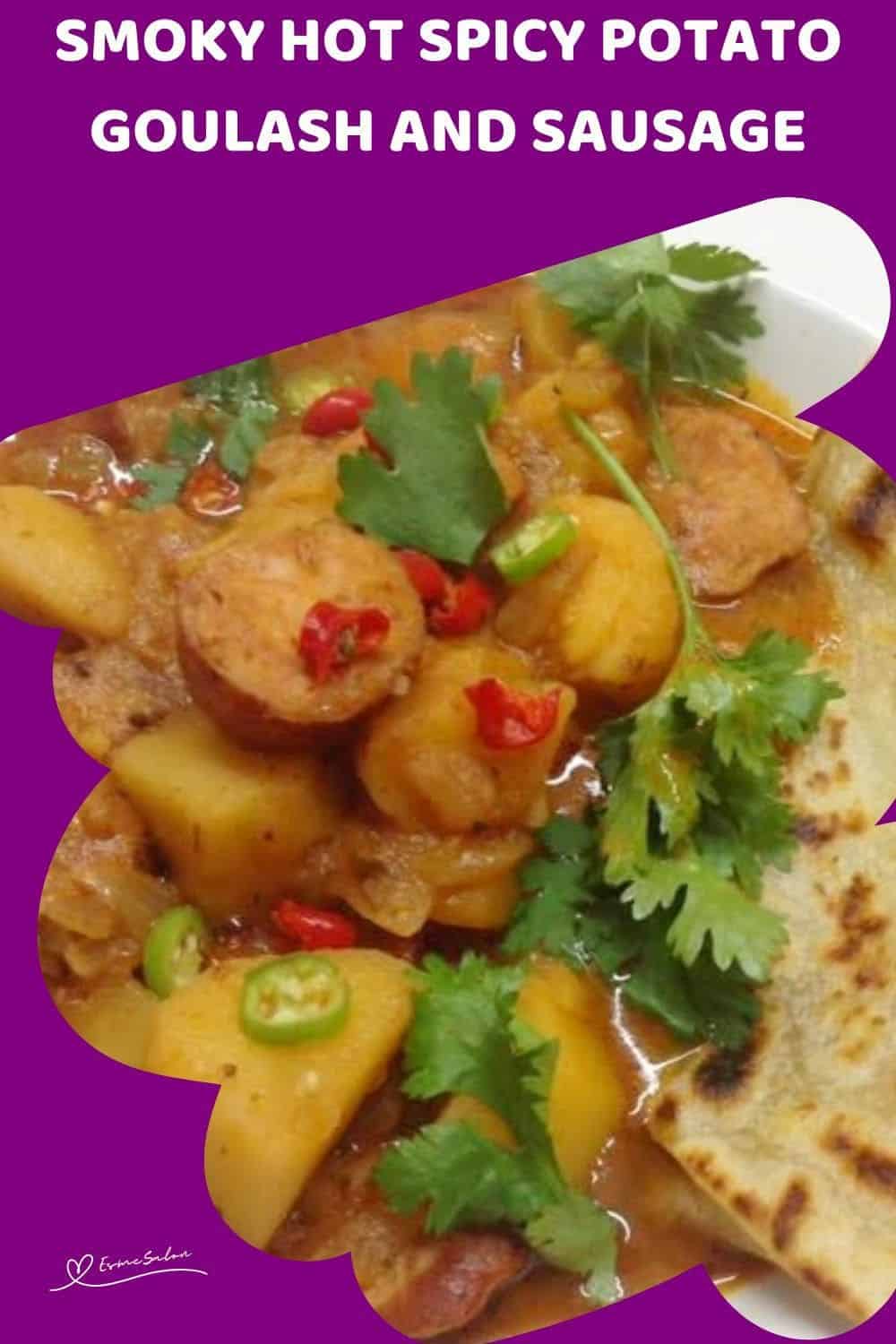 an image of Hot Spicy Potato Goulash with Roti