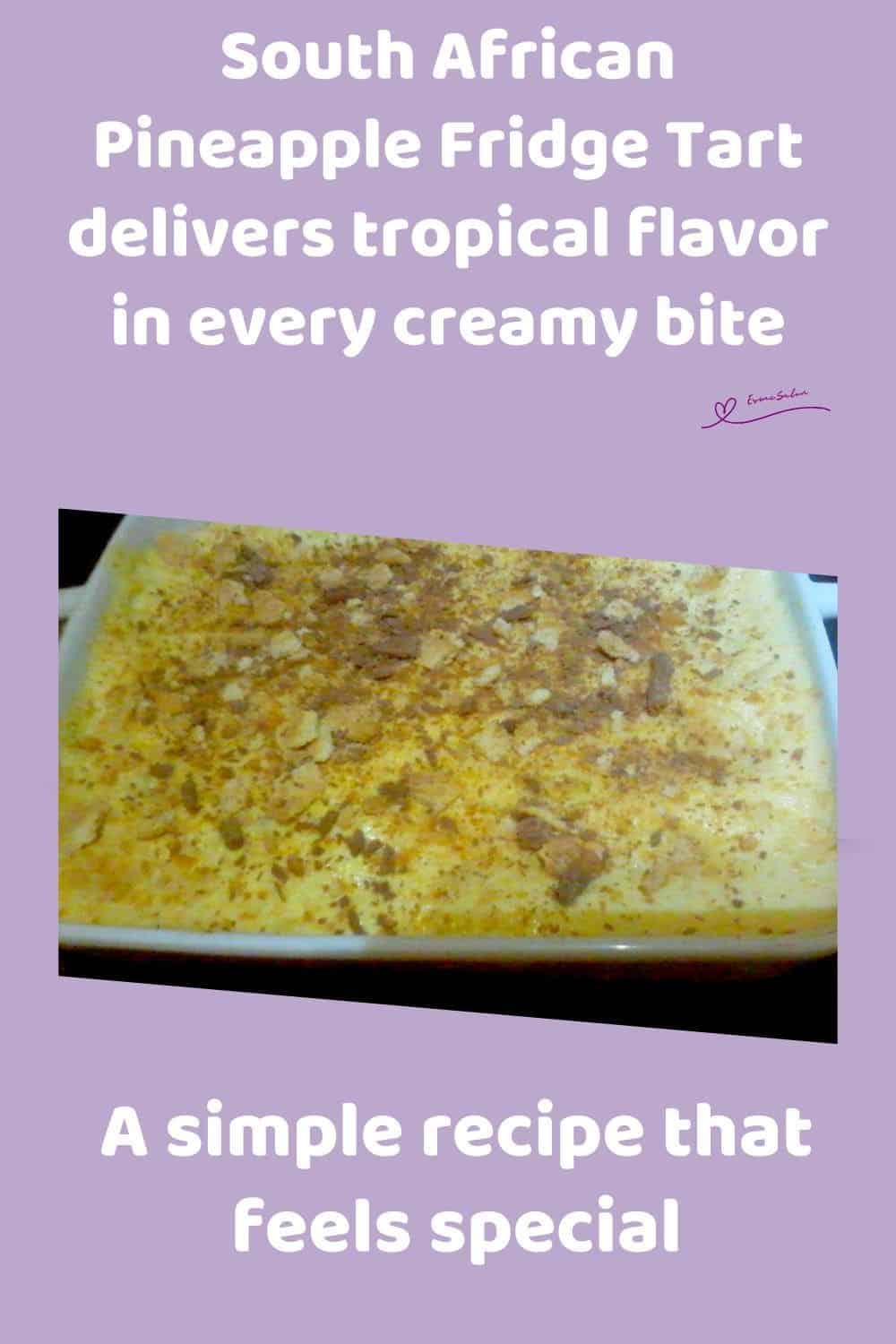 an image of a South African Pineapple Fridge Tart with flake topping