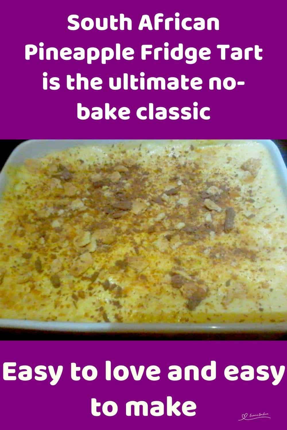 an image of a South African Pineapple Fridge Tart with flake topping