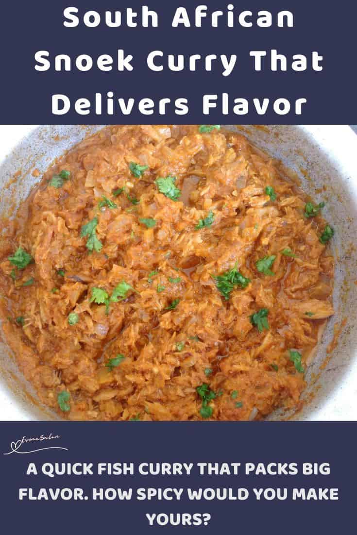 an image of South African Snoek Curry and garnished with Coriander