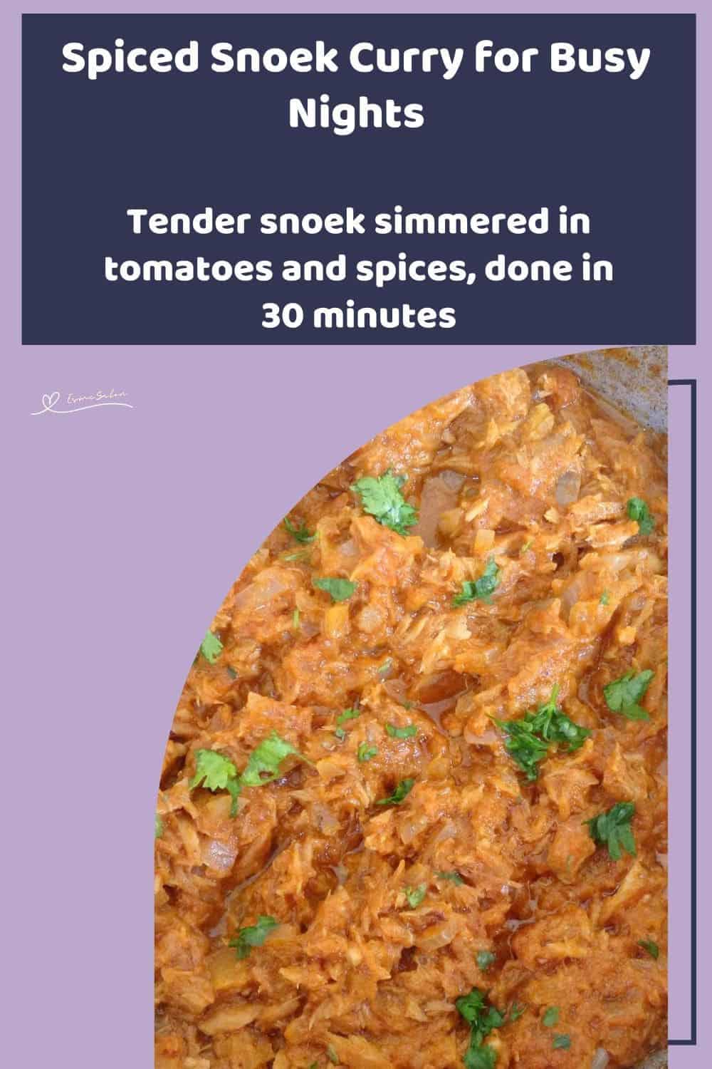 an image of South African Snoek Curry and garnished with Coriander