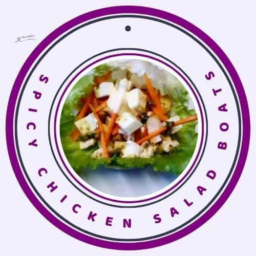 an image of a Spicy Chicken Salad Boats on lettuce