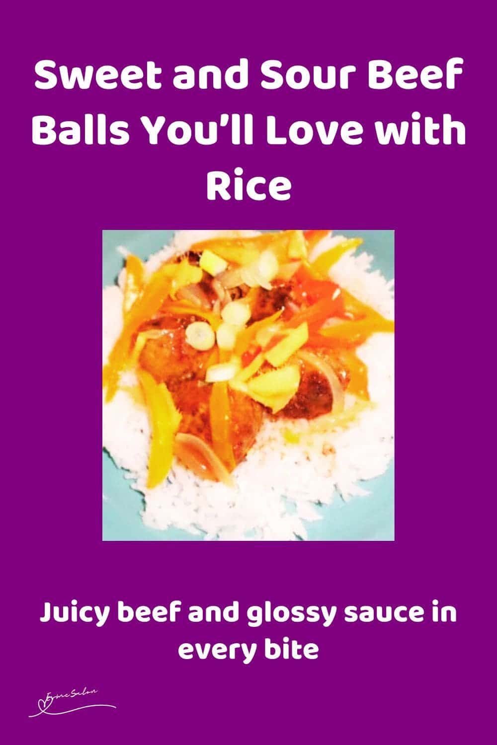 an image of Sweet and Sour Beef Balls served on rice