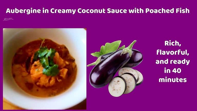 an image of a plate filled with Aubergine in Creamy Coconut Sauce