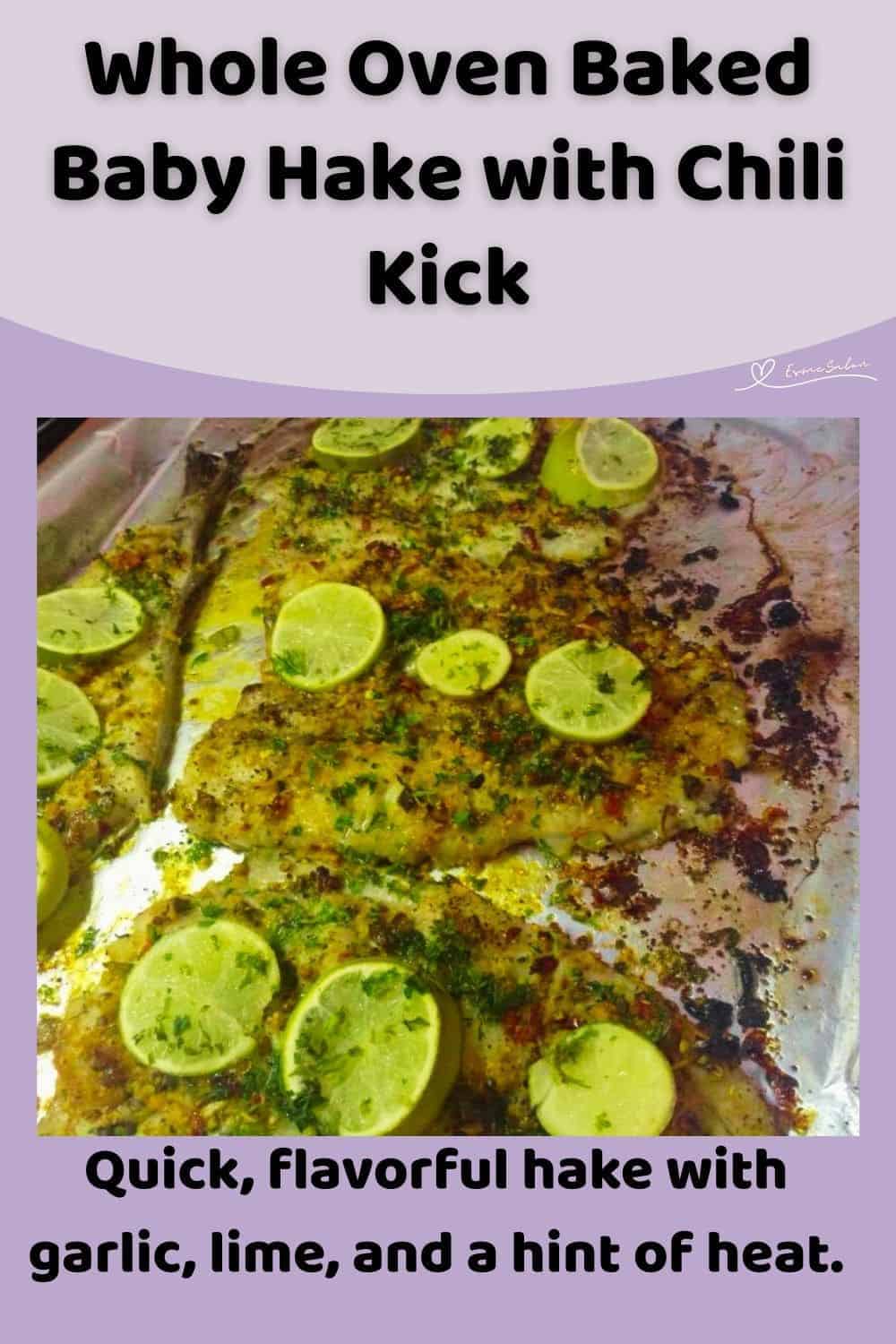 an image of Whole Oven Baked Baby Hake on a foil lined baking tray