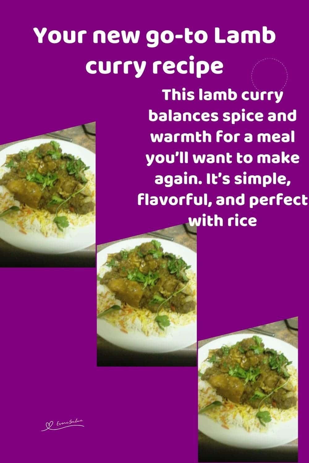 an image of a plate of Lamb Curry served on rice