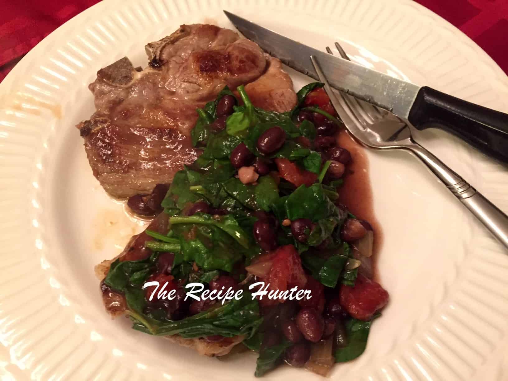 tomato and bean sauce with lamb shoulder chop