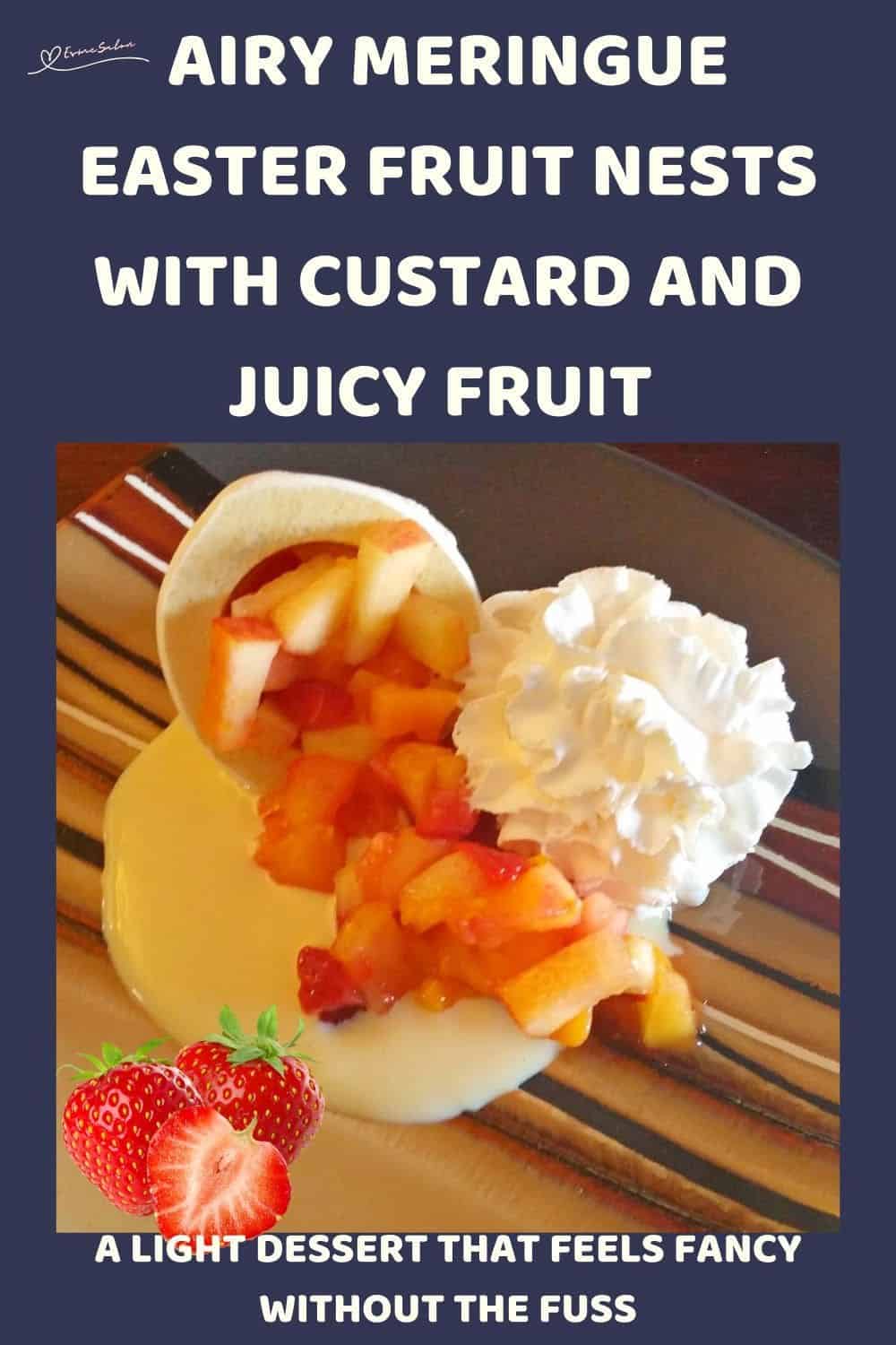 an image of Easter Fruit Nests served on some Crème Anglaise