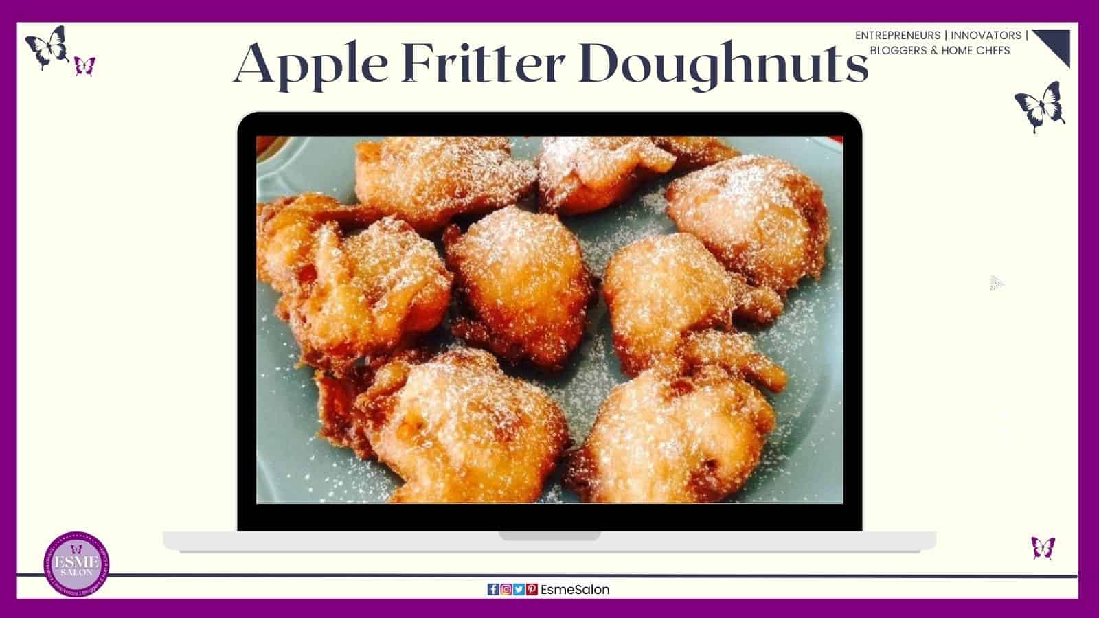 an image of Apple Fritter Doughnuts in a green plate