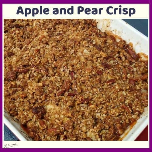 an image of an Apple and Pear Crisp in an oblong dish