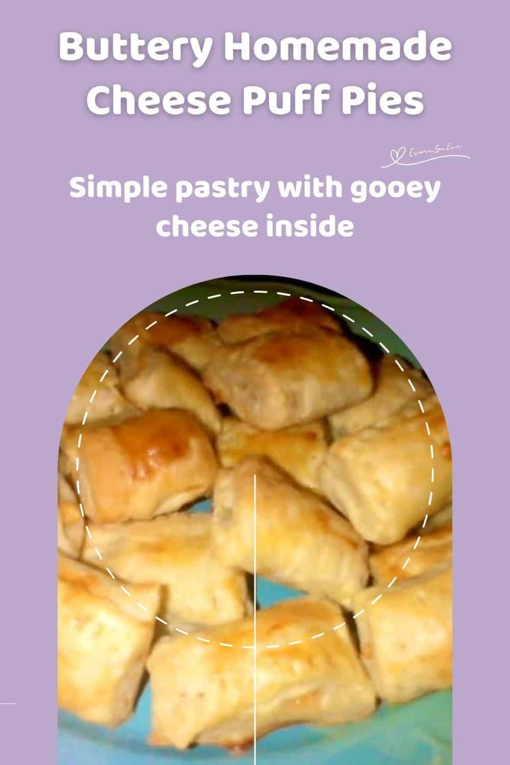 an image of Cheese Puff Pies on a blue plate