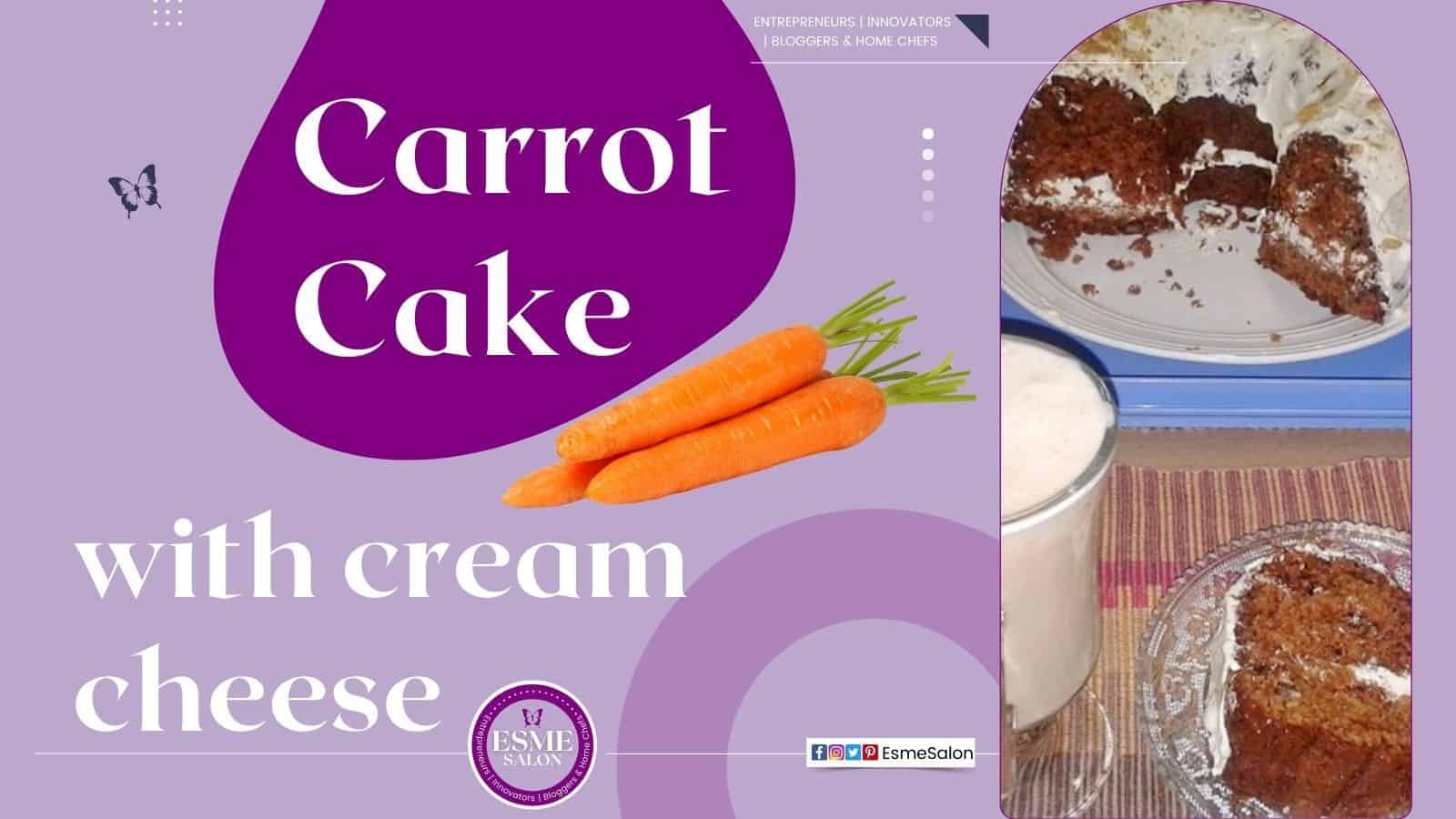 Carrot Cake with cream cheese and walnuts
