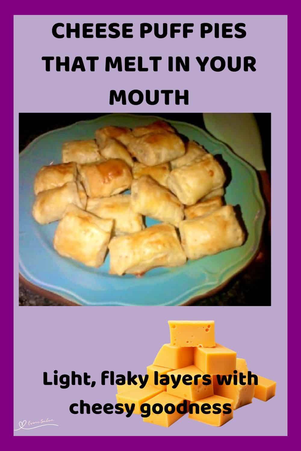 an image of Cheese Puff Pies on a blue plate