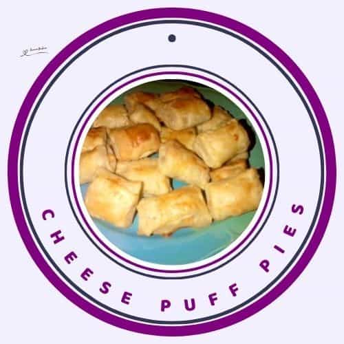 an image of Cheese Puff Pies on a blue plate