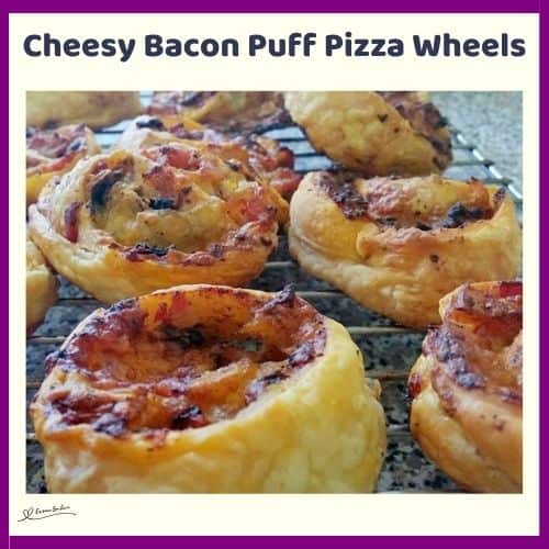 an image of Cheesy Bacon Puff Pizza Wheels