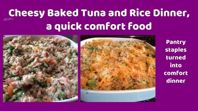 an image of a Tuna and Rice Dinner in a white casserole dish