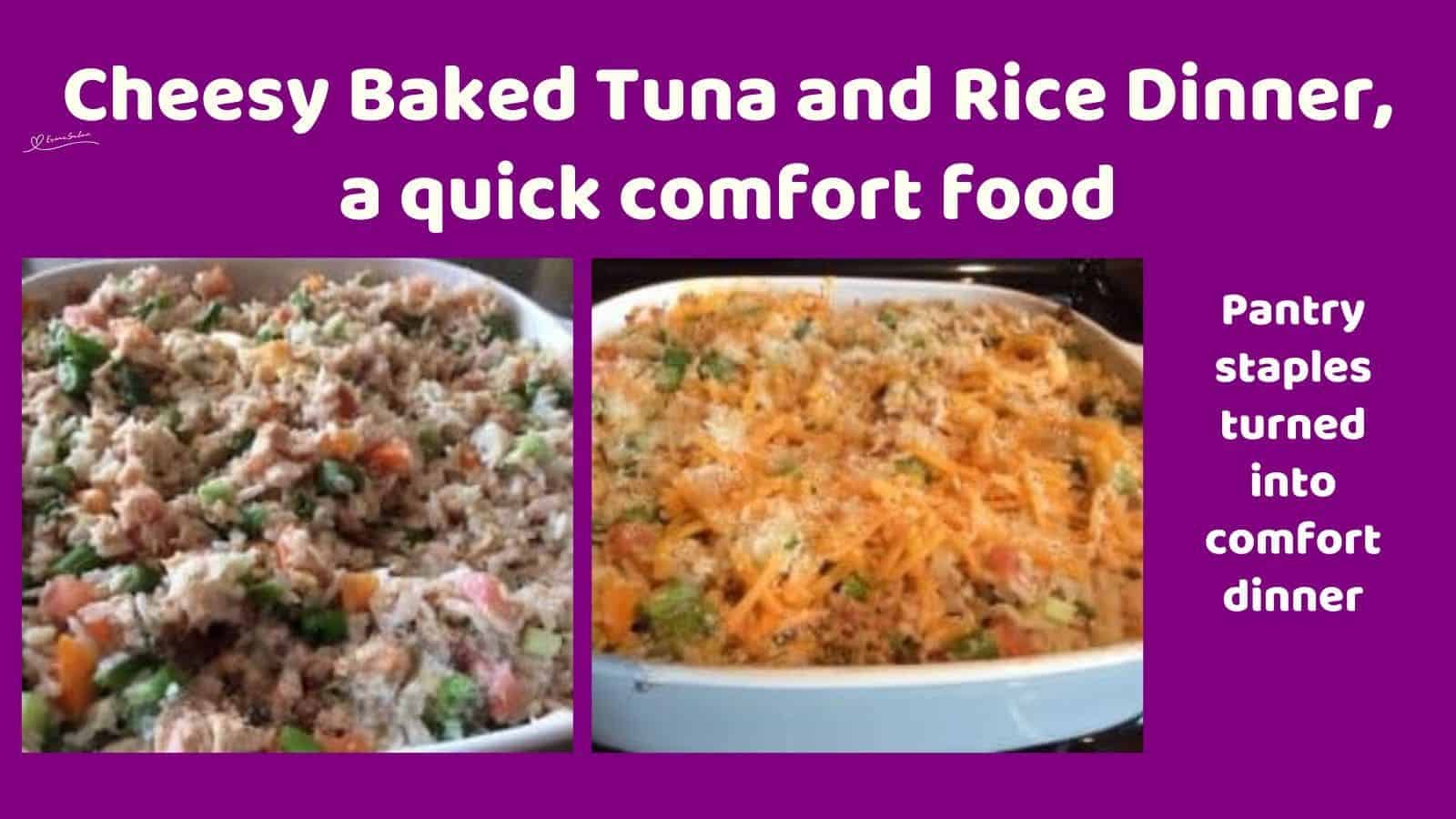 an image of a Tuna and Rice Dinner in a white casserole dish