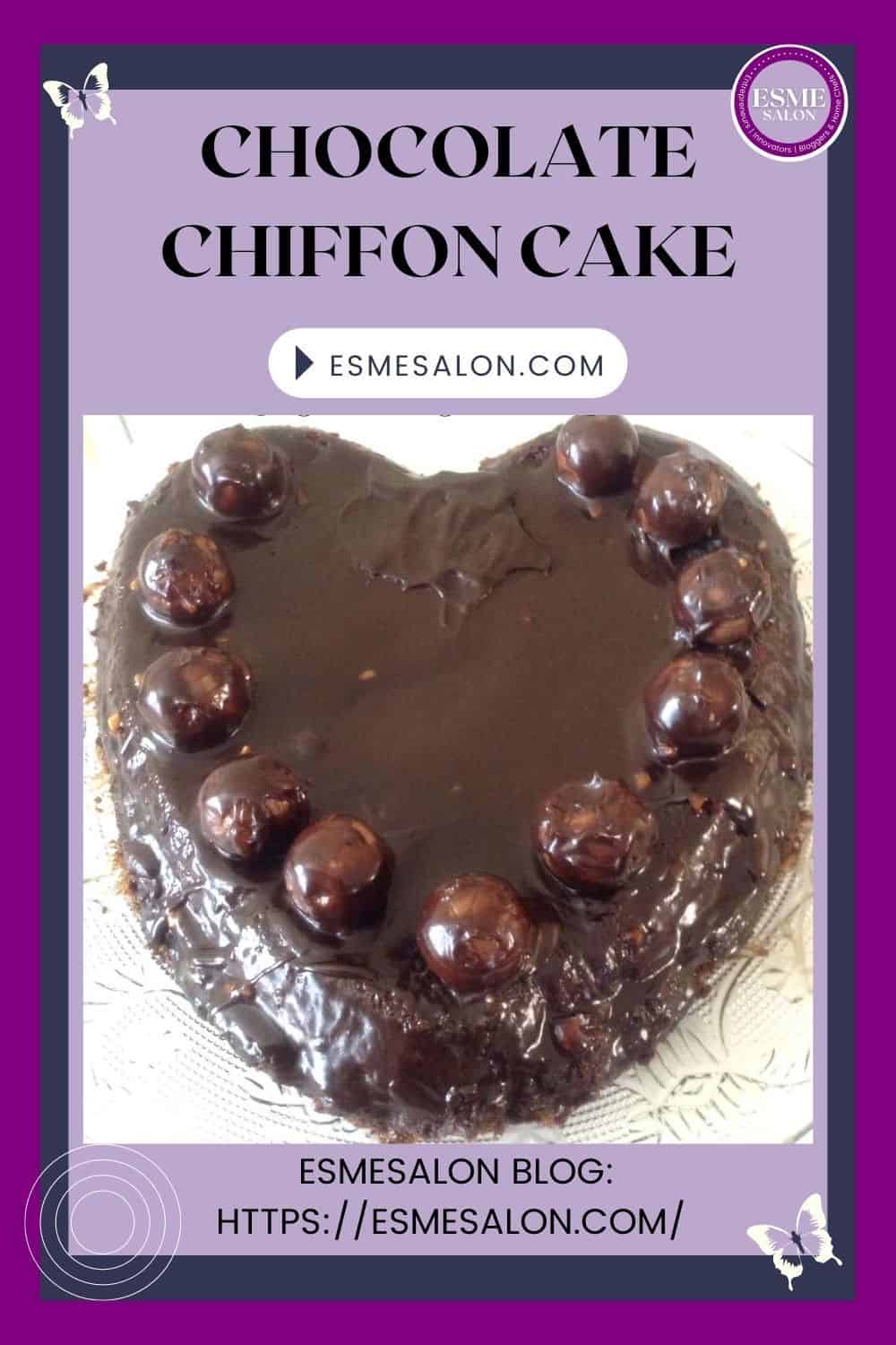 An image of a heart shaped Chocolate Chiffon Cake