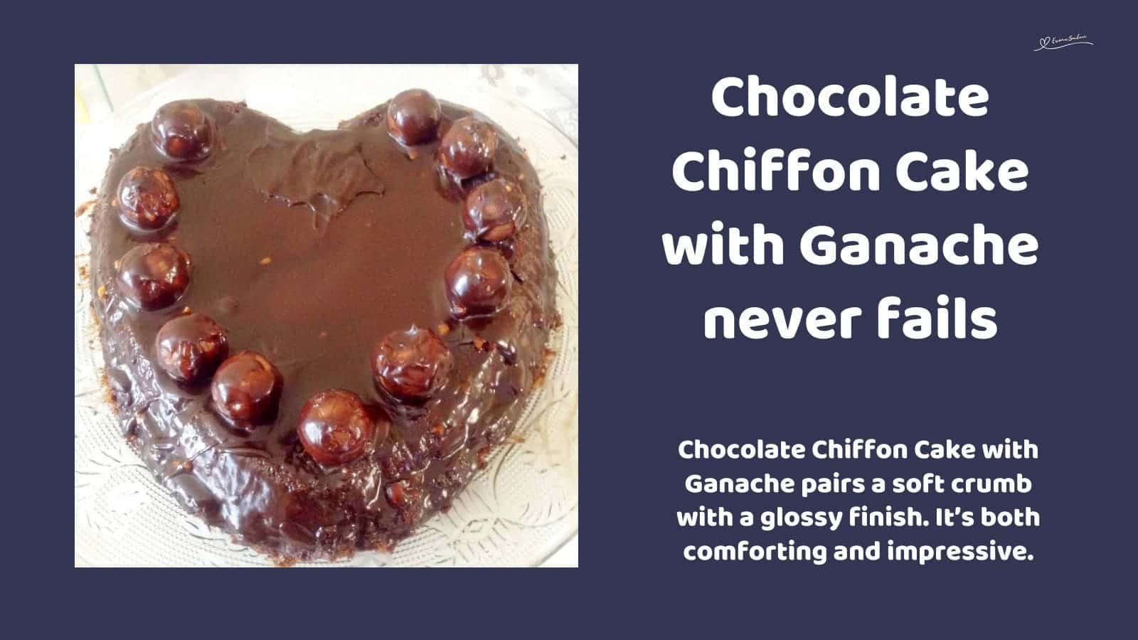 an image of a heart shaped Chocolate Chiffon Cake with chocolate truffels