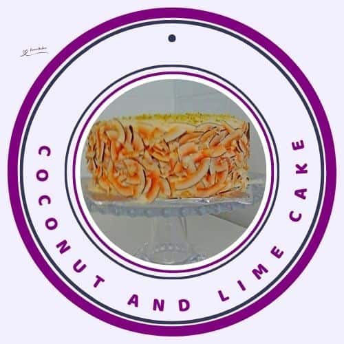 an image of a Coconut and Lime Cake on a glass pedestal cake stand