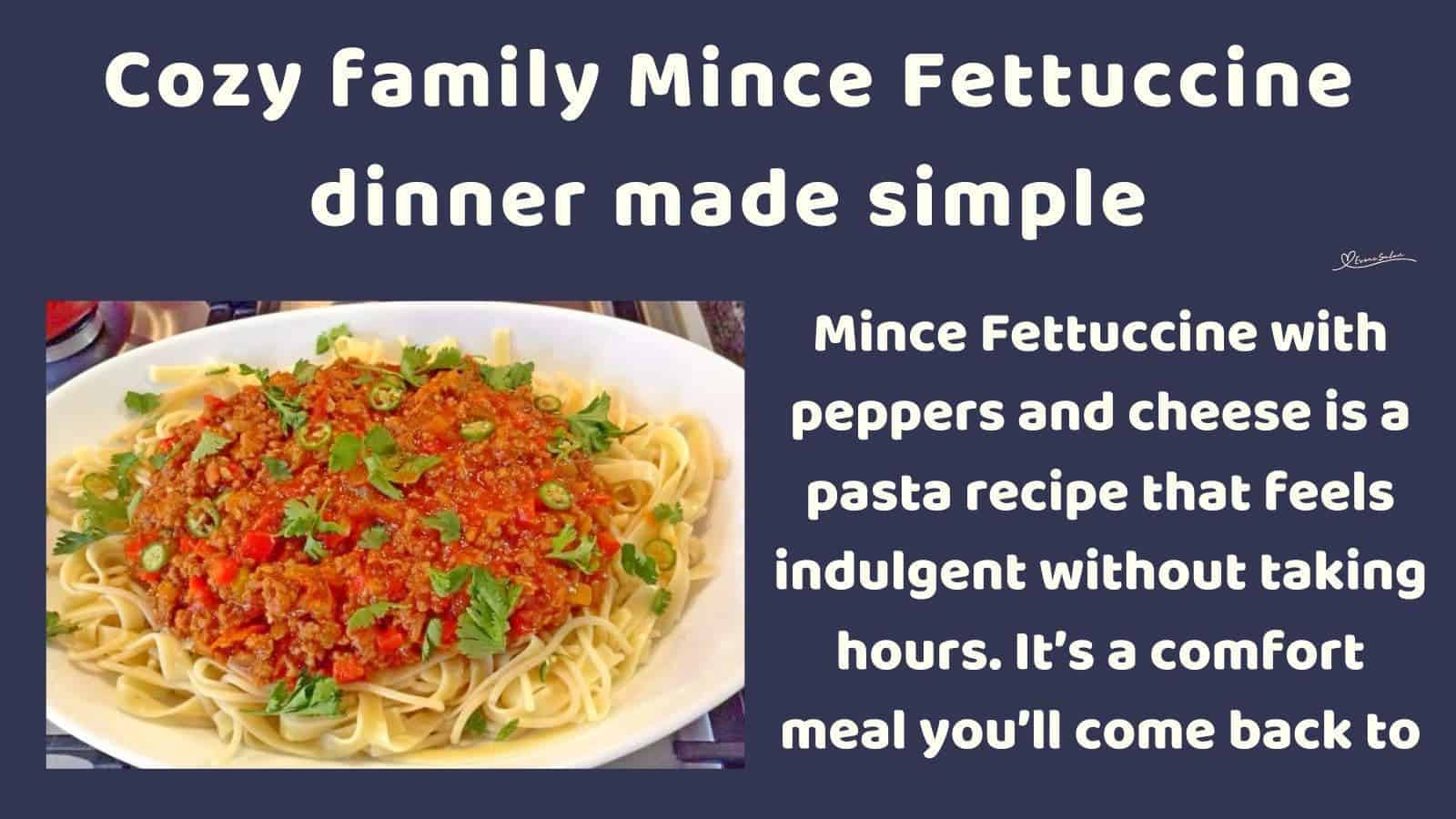 an image of a plate of Mince Fettuccine garnished with fresh parsley