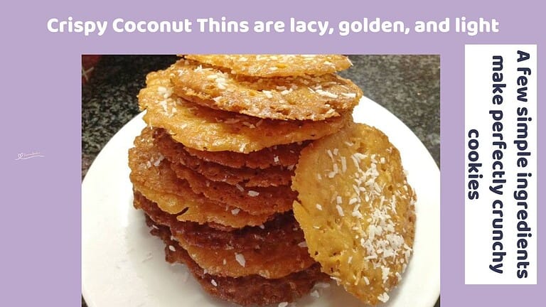 an image of a pile of Coconut Thins stacked one on top of the other in a white plate