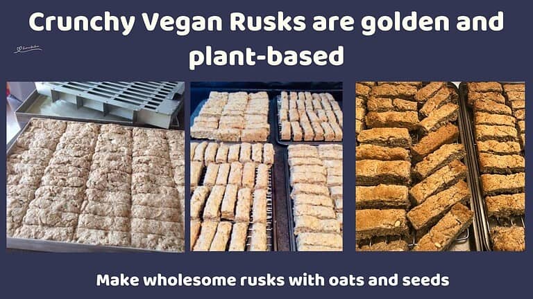 an image of Crunchy Vegan Rusks in the baking tray and oven