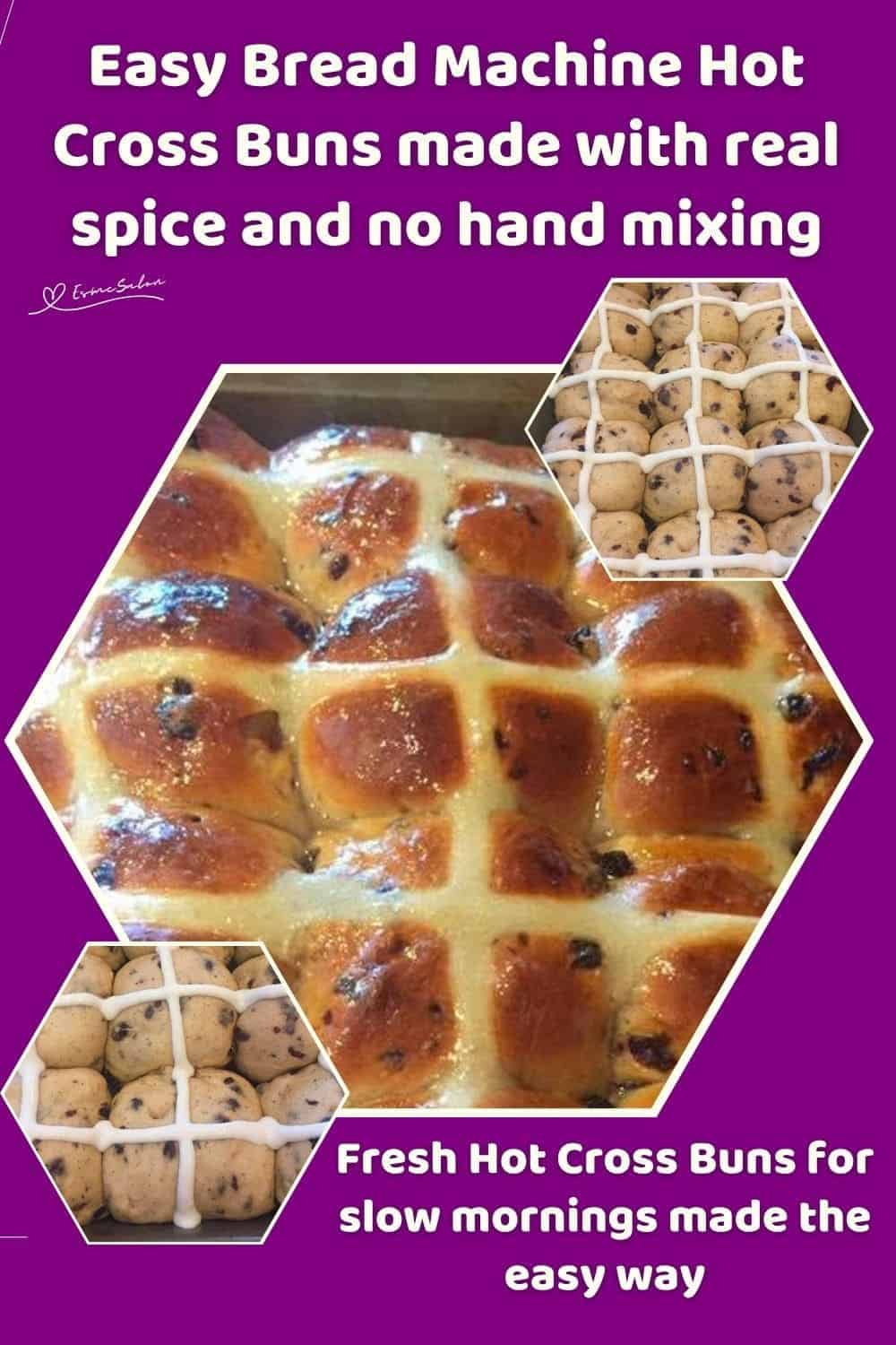 an image of a pan filled with Bread Machine Hot Cross Buns
